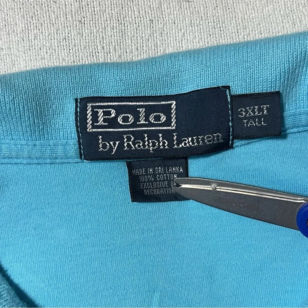 Polo Ralph Lauren Mens 3XLT Blue Short Sleeve‎ Polo 100% Cotton Shirt *FLAW